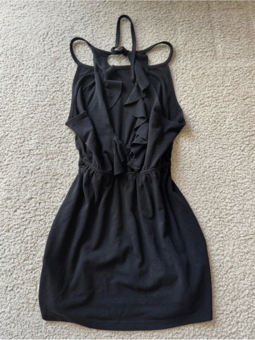 Urban Outfitters Black Ruffle Halter-Neck Midi Dress sexy casual